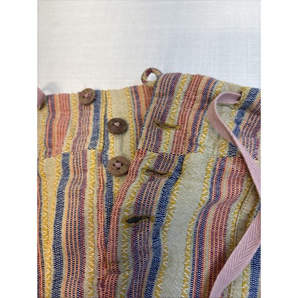 Sundance Rainbow Stripe Woven Shorts Boho Button Front Tie Waist Patch Pockets 8 - Picture 12 of 14